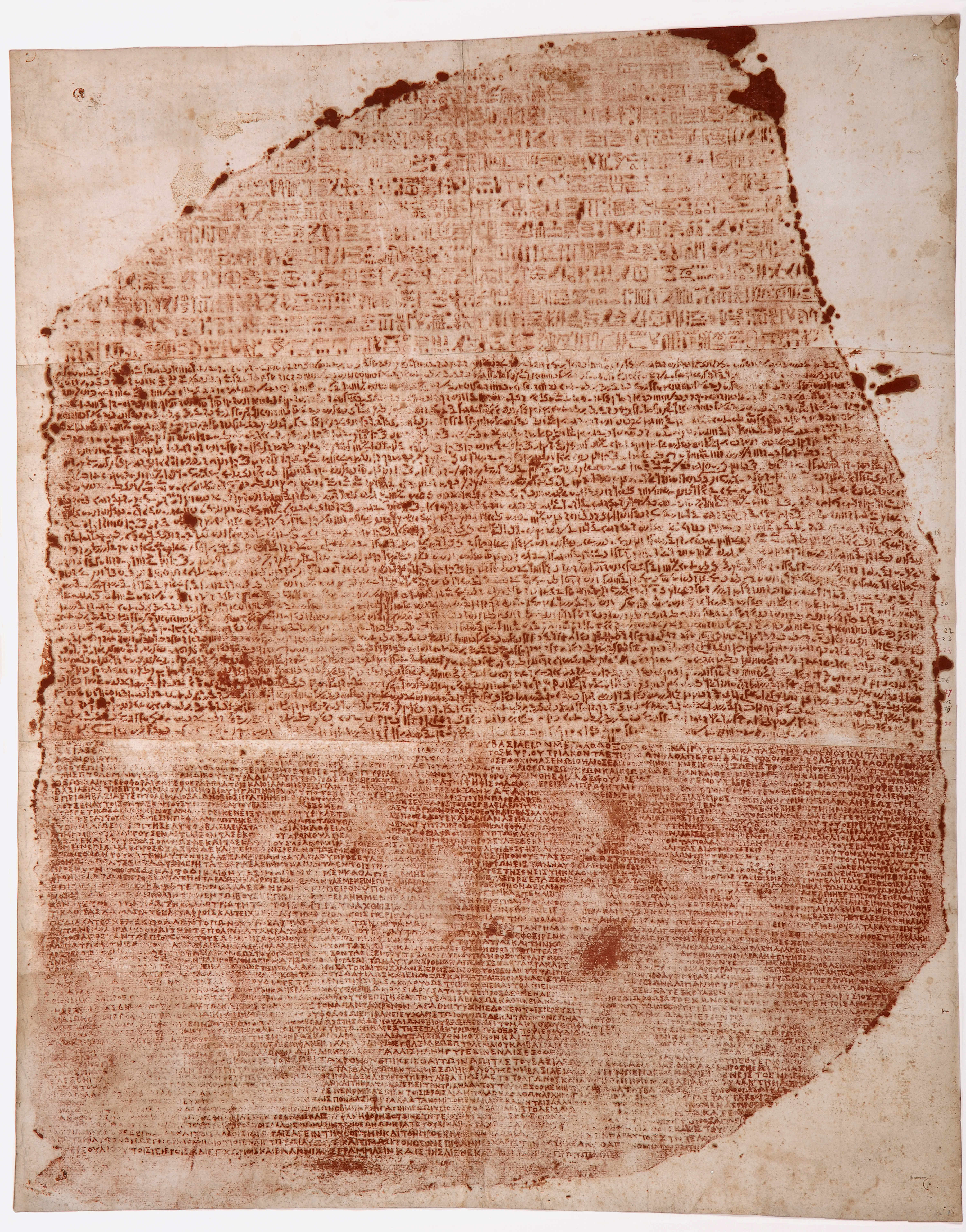 Estampage à l'encre de la Pierre de Rosette.